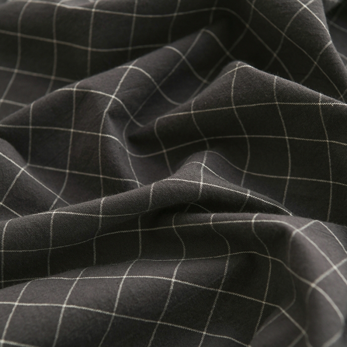 91家纺网 家纺一手货源 找家纺 雪云美 2024新款A类色织纯棉水洗棉100%新疆棉全棉床笠 灰小方格