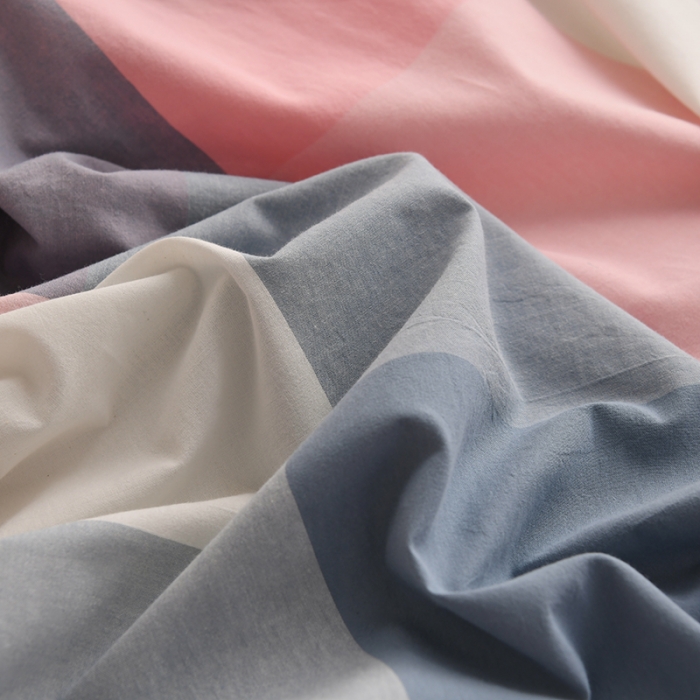 91家纺网 家纺一手货源 找家纺 雪云美 2024新款A类色织纯棉水洗棉100%新疆棉全棉床笠 蓝粉格