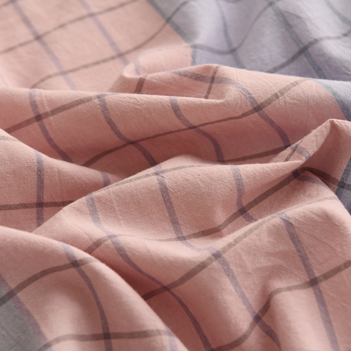 91家纺网 家纺一手货源 找家纺 雪云美 2024新款A类色织纯棉水洗棉100%新疆棉全棉床笠 马丁粉