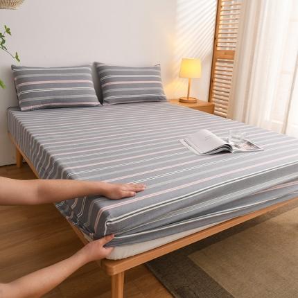 雪云美 2024新款A类色织纯棉水洗棉100%新疆棉全棉床笠 纽约灰