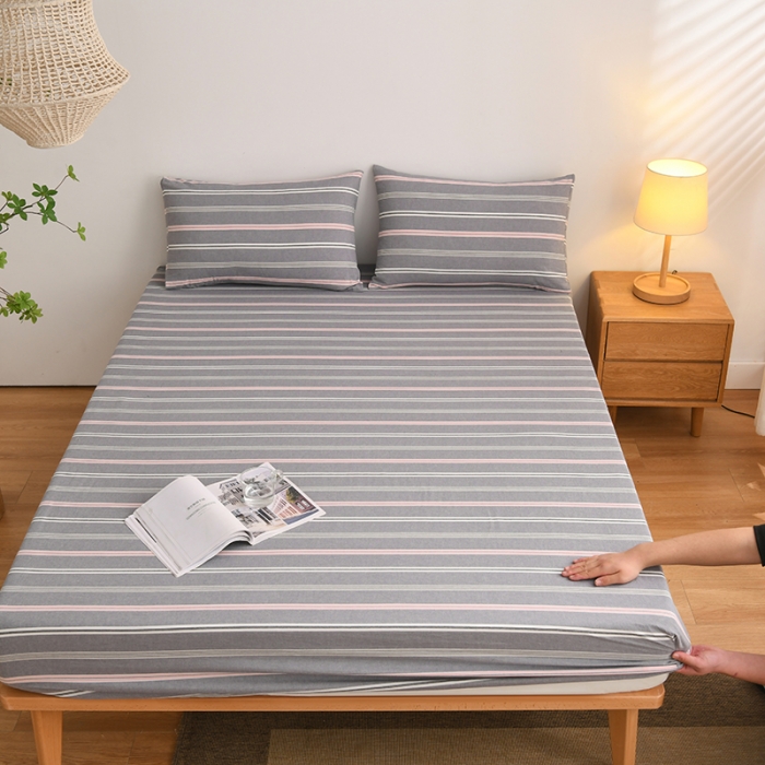 91家纺网 家纺一手货源 找家纺 雪云美 2024新款A类色织纯棉水洗棉100%新疆棉全棉床笠 纽约灰