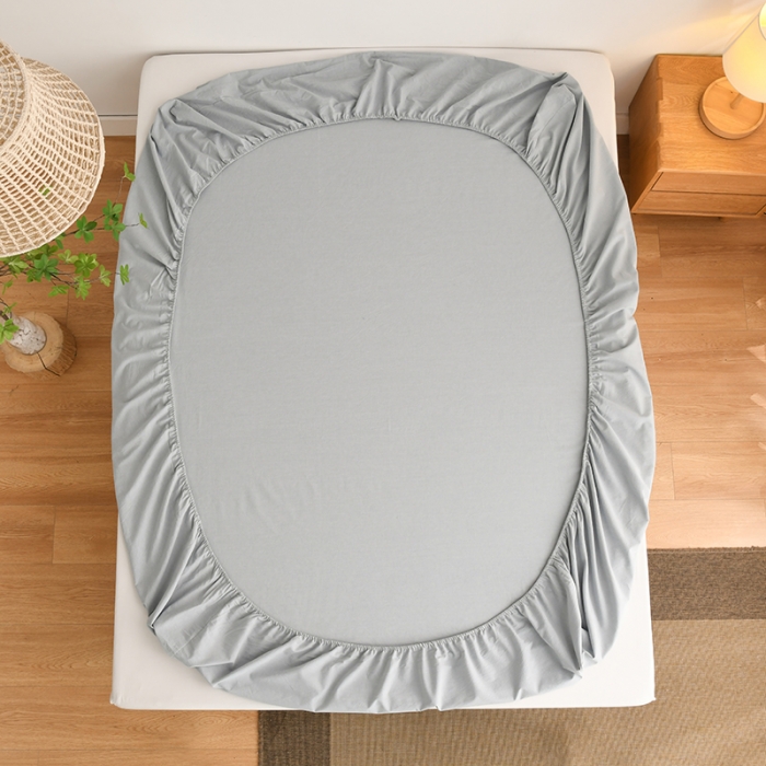 91家纺网 家纺一手货源 找家纺 雪云美 2024新款A类色织纯棉水洗棉100%新疆棉全棉床笠 清雅蓝