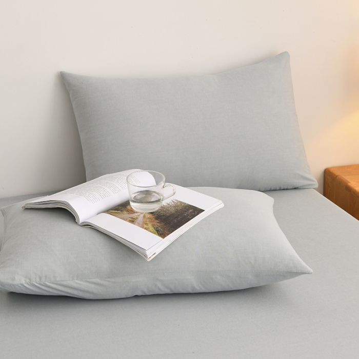 91家纺网 家纺一手货源 找家纺 雪云美 2024新款A类色织纯棉水洗棉100%新疆棉全棉床笠 清雅蓝