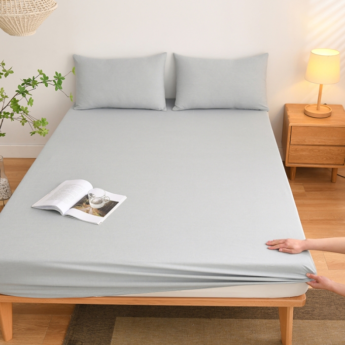 91家纺网 家纺一手货源 找家纺 雪云美 2024新款A类色织纯棉水洗棉100%新疆棉全棉床笠 清雅蓝