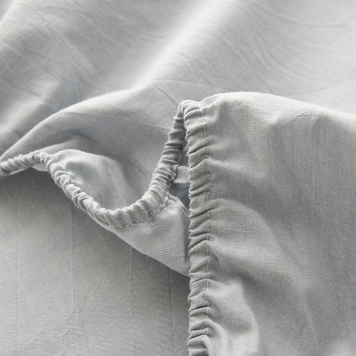 91家纺网 家纺一手货源 找家纺 雪云美 2024新款A类色织纯棉水洗棉100%新疆棉全棉床笠 清雅蓝