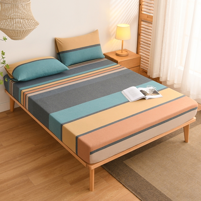 91家纺网 家纺一手货源 找家纺 雪云美 2024新款A类色织纯棉水洗棉100%新疆棉全棉床笠 斯诺克