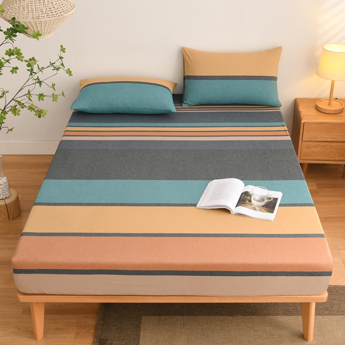 91家纺网 家纺一手货源 找家纺 雪云美 2024新款A类色织纯棉水洗棉100%新疆棉全棉床笠 斯诺克