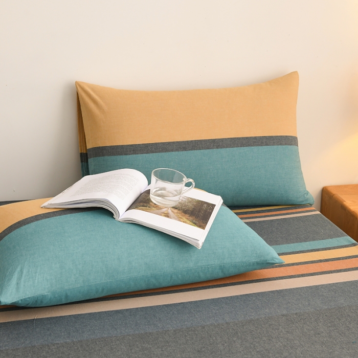 91家纺网 家纺一手货源 找家纺 雪云美 2024新款A类色织纯棉水洗棉100%新疆棉全棉床笠 斯诺克