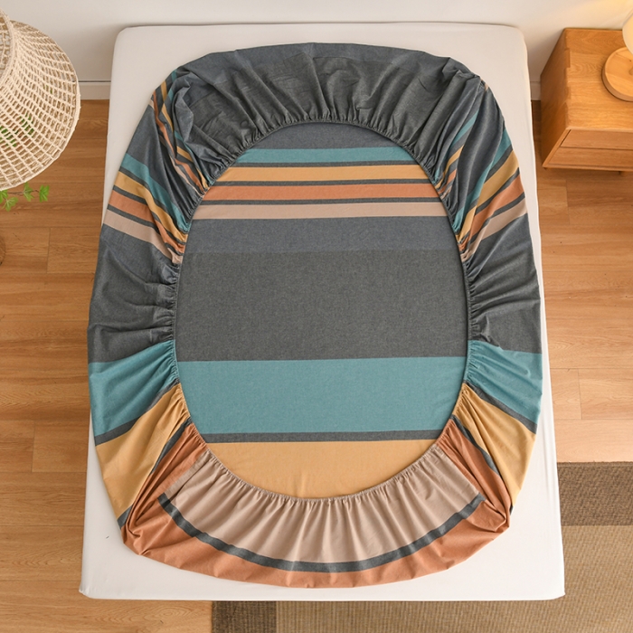 91家纺网 家纺一手货源 找家纺 雪云美 2024新款A类色织纯棉水洗棉100%新疆棉全棉床笠 斯诺克