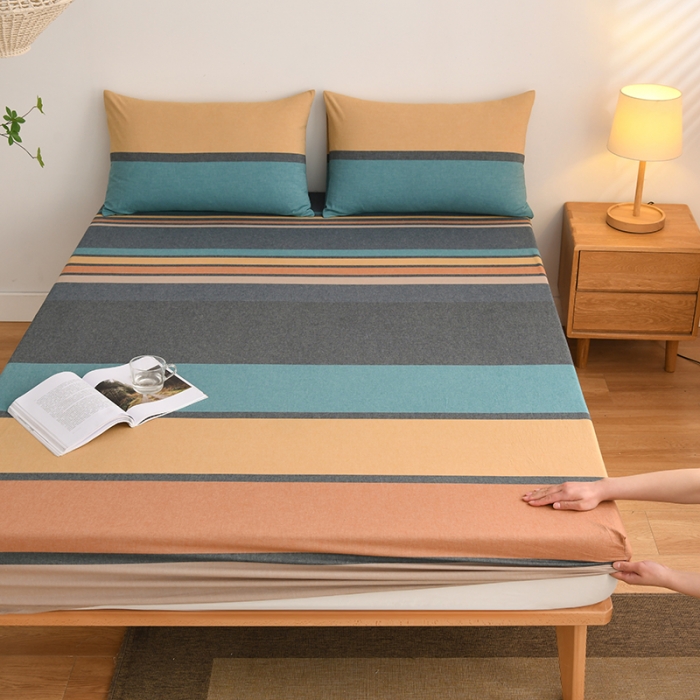 91家纺网 家纺一手货源 找家纺 雪云美 2024新款A类色织纯棉水洗棉100%新疆棉全棉床笠 斯诺克