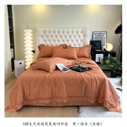 91家纺网 家纺一手货源 找家纺 （总）朵美2025新款100支天丝提花黛·赫本系列夏被四件套