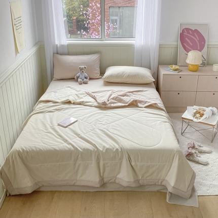 91家纺网 家纺一手货源 找家纺 三朵 2022新款水洗棉夏被四件套 咖色