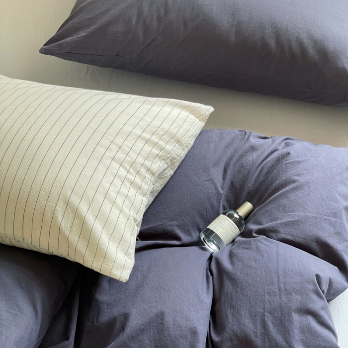 91家纺网 家纺一手货源 找家纺 新款40s全棉水洗棉四件套纯色碎花混搭纯棉午后-蓝灰+浅蓝