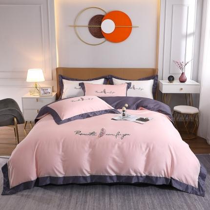 91家纺网 家纺一手货源 找家纺 总-2024全棉双股50支双股贡缎长绒棉绣花四件套羽沐纯棉刺绣