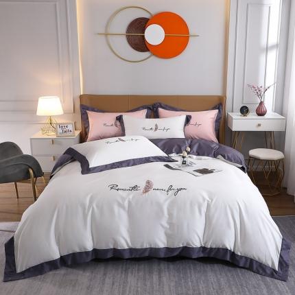 91家纺网 家纺一手货源 找家纺 总-2024全棉双股50支双股贡缎长绒棉绣花四件套羽沐纯棉刺绣