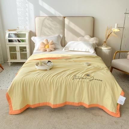 91家纺网 家纺一手货源 找家纺 澳洲羽 2024新款小清新铂金棉单夏被及四件套 山茶花-黄