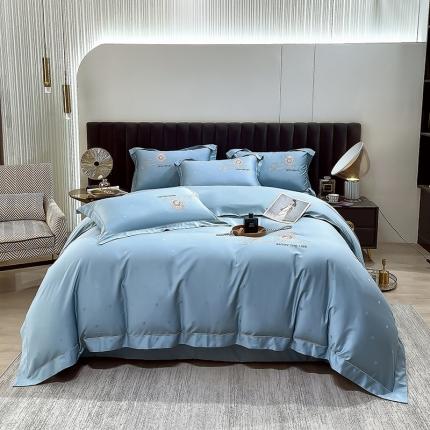 91家纺网 家纺一手货源 找家纺 总小时代 2022新款100支长绒棉天丝床盖四件套-曲意风华