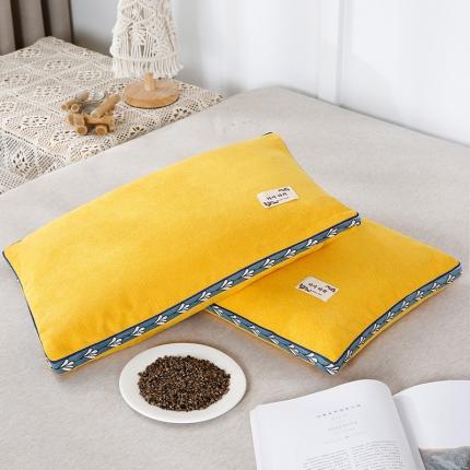 91家纺网 家纺一手货源 找家纺 梦叶草 2022新款麻绒全荞麦枕 米黄