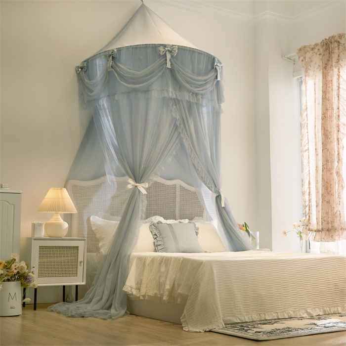 91家纺网 家纺一手货源 找家纺 (总) 乐蔻家纺 2025款蕾丝半圆吊顶蚊帐