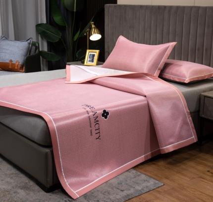 91家纺网 家纺一手货源 找家纺 印季家纺 2023新款1200D加厚肌理纹绣花碳光席 豆沙