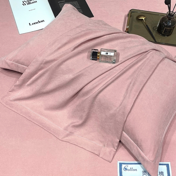 91家纺网 家纺一手货源 找家纺 豪选 新款高端贡缎锦棉床笠单层两面用防尘冰丝床罩床垫套 粉