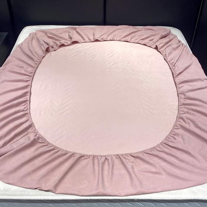 91家纺网 家纺一手货源 找家纺 豪选 新款高端贡缎锦棉床笠单层两面用防尘冰丝床罩床垫套 粉