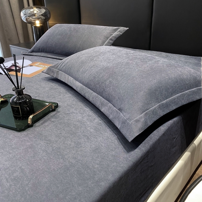 91家纺网 家纺一手货源 找家纺 豪选 新款高端贡缎锦棉床笠单层两面用防尘冰丝床罩床垫套 灰