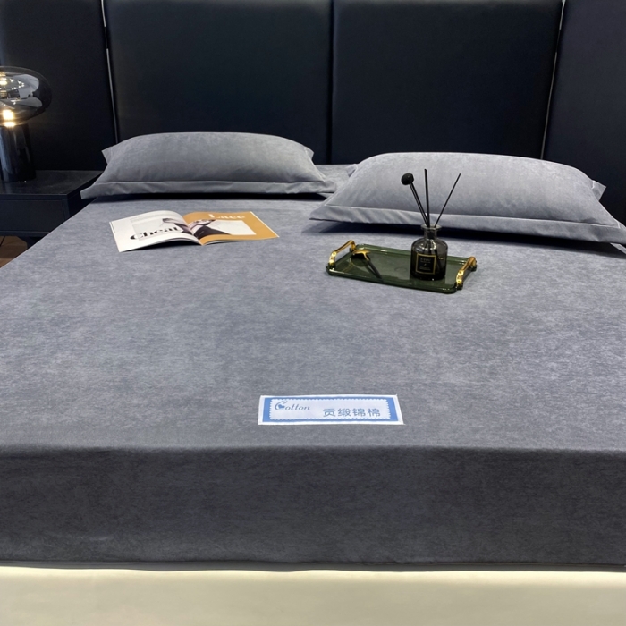 91家纺网 家纺一手货源 找家纺 豪选 新款高端贡缎锦棉床笠单层两面用防尘冰丝床罩床垫套 灰