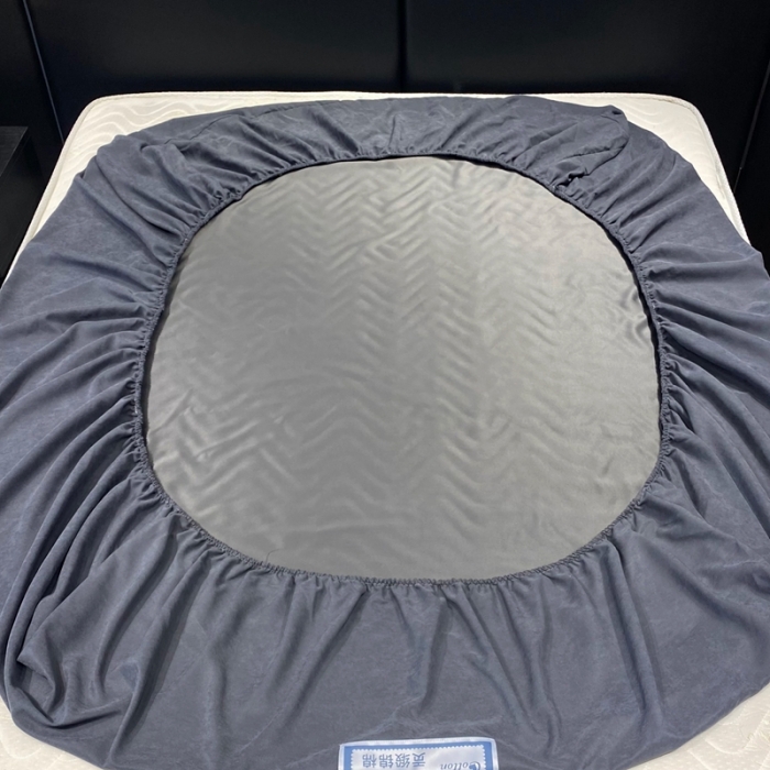 91家纺网 家纺一手货源 找家纺 豪选 新款高端贡缎锦棉床笠单层两面用防尘冰丝床罩床垫套 灰