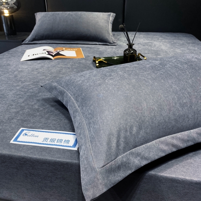 91家纺网 家纺一手货源 找家纺 豪选 新款高端贡缎锦棉床笠单层两面用防尘冰丝床罩床垫套 灰