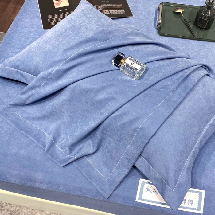 91家纺网 家纺一手货源 找家纺 豪选 新款高端贡缎锦棉床笠单层两面用防尘冰丝床罩床垫套 蓝