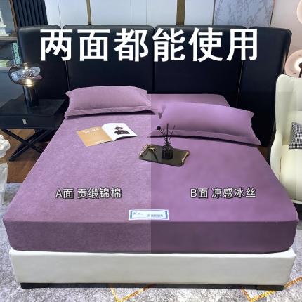 豪选 新款高端贡缎锦棉床笠单层两面用防尘冰丝床罩床垫套 紫