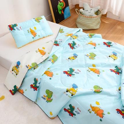 91家纺网 家纺一手货源 找家纺 美真 2022新儿童夏凉被薄款夏季女孩卡通空调被全棉幼儿园被 恐龙巴士