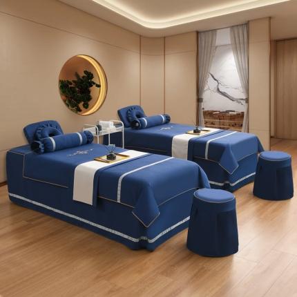 莉人坊 2023彩棉麻美容床罩四件套批发 海蓝之谜