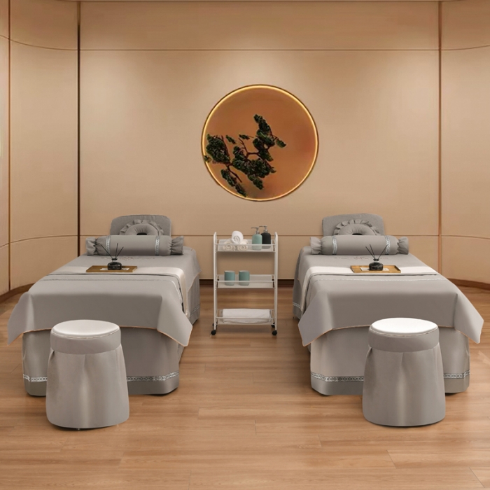 91家纺网 家纺一手货源 找家纺 莉人坊 2023彩棉麻美容床罩四件套批发 赫莲娜灰