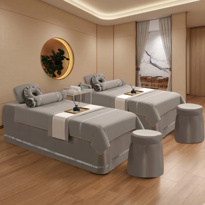 91家纺网 家纺一手货源 找家纺 莉人坊 2023彩棉麻美容床罩四件套批发 赫莲娜灰