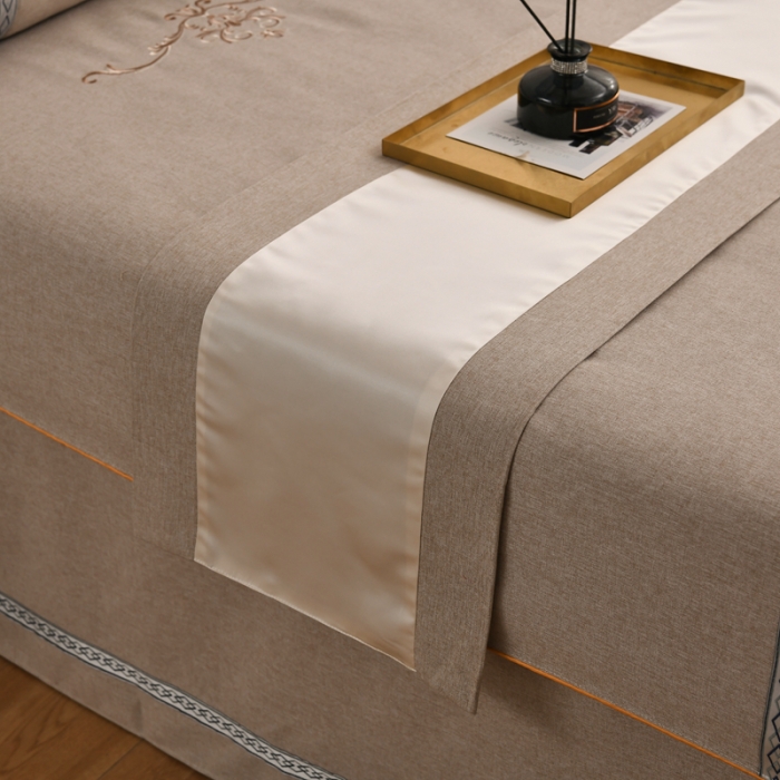 91家纺网 家纺一手货源 找家纺 莉人坊 2023彩棉麻美容床罩四件套批发 香奈尔驼