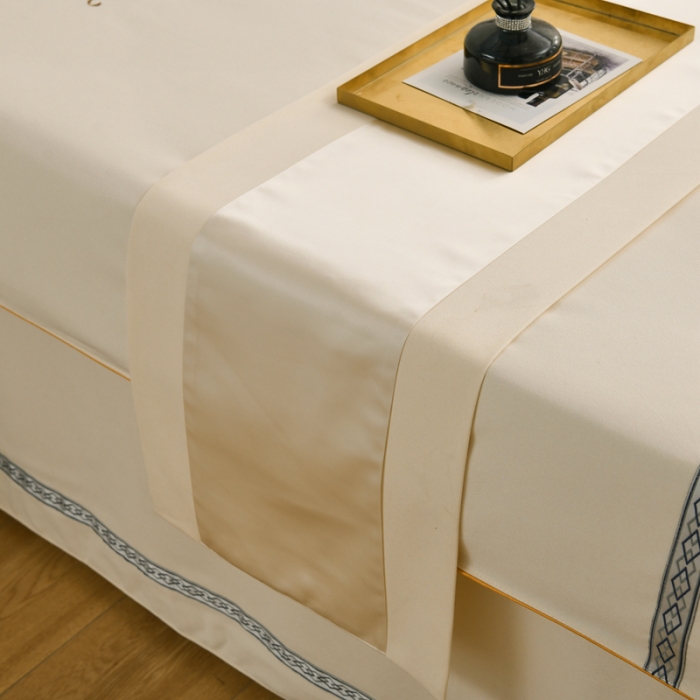 91家纺网 家纺一手货源 找家纺 莉人坊 2023彩棉麻美容床罩四件套批发 伊丽米黄