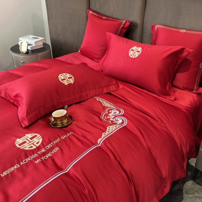 91家纺网 家纺一手货源 找家纺 优悦 2022新款亲肤澳棉（140克聚酯纤维）婚庆系列 百年好合