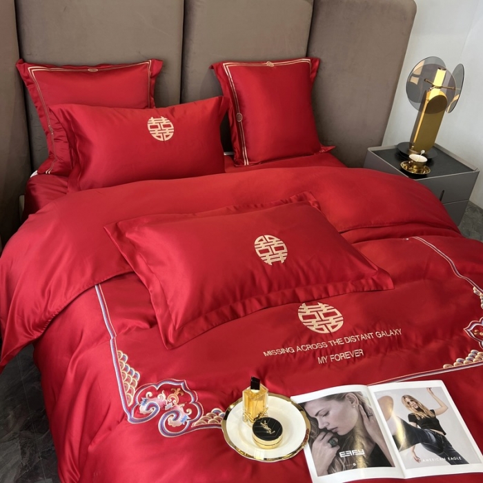 91家纺网 家纺一手货源 找家纺 优悦 2022新款亲肤澳棉（140克聚酯纤维）婚庆系列 百年好合