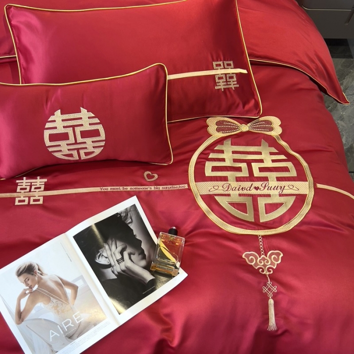 91家纺网 家纺一手货源 找家纺 优悦 2022新款亲肤澳棉（140克聚酯纤维）婚庆系列 喜结良缘