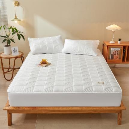 91家纺网 家纺一手货源 找家纺 喜居 2023A类原棉大豆纤维夹棉床笠抗菌防螨 方格纹-米白