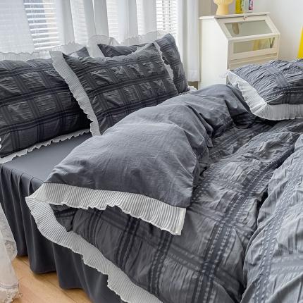 91家纺网 家纺一手货源 找家纺 （总）金米诺 2022新款泡泡纱格子四件套