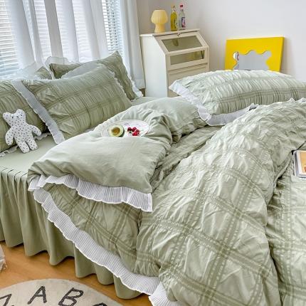 91家纺网 家纺一手货源 找家纺 （总）金米诺 2022新款泡泡纱格子四件套