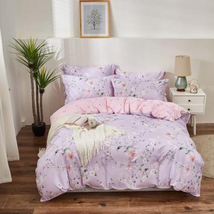 91家纺网 家纺一手货源 找家纺 卓越 工厂直营新款128*68全棉印花斜纹四件套玲珑花语