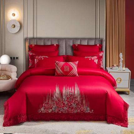 91家纺网 家纺一手货源 找家纺 （总）高大尚婚庆馆 2022新款双面长绒棉婚庆多件套