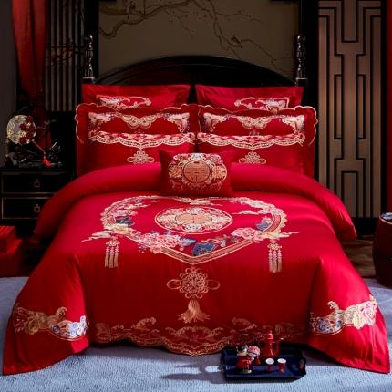 91家纺网 家纺一手货源 找家纺 汇总高大尚 2022新款长绒棉AB版系列婚庆多件套