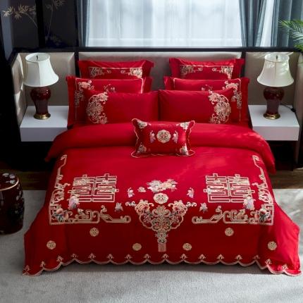 91家纺网 家纺一手货源 找家纺 汇总高大尚 2022新款长绒棉AB版系列婚庆多件套