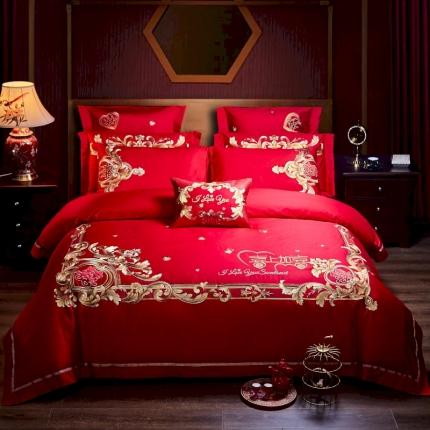 91家纺网 家纺一手货源 找家纺 汇总高大尚 2022新款长绒棉AB版系列婚庆多件套