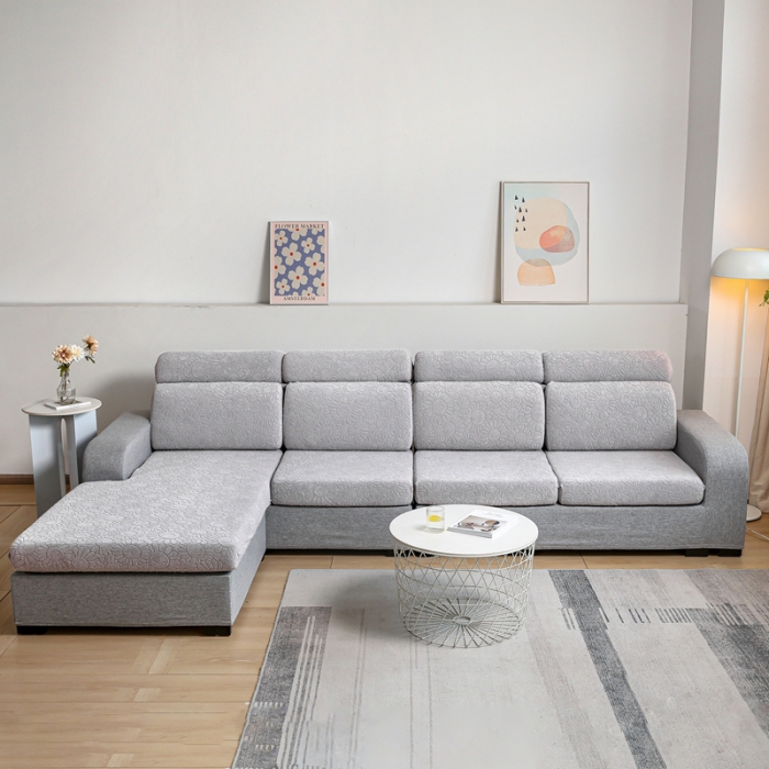 91家纺网 家纺一手货源 找家纺 千彤沙发垫 2022新款提花太阳花系列沙发套 银灰